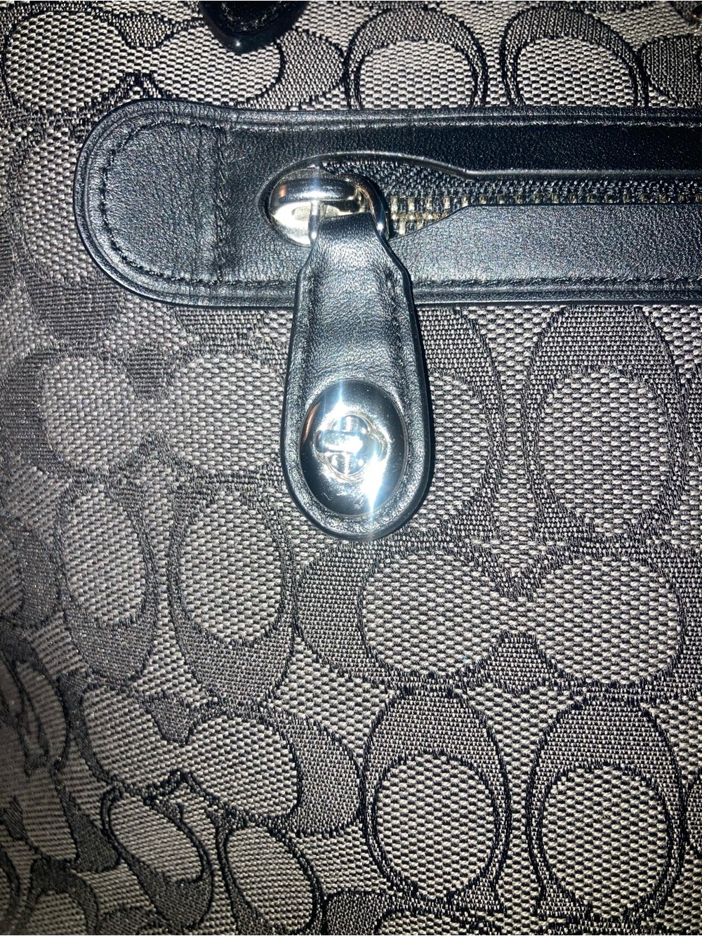 Coach Brown Signature Canvas Tote with Black Trim - Picture 3 of 13